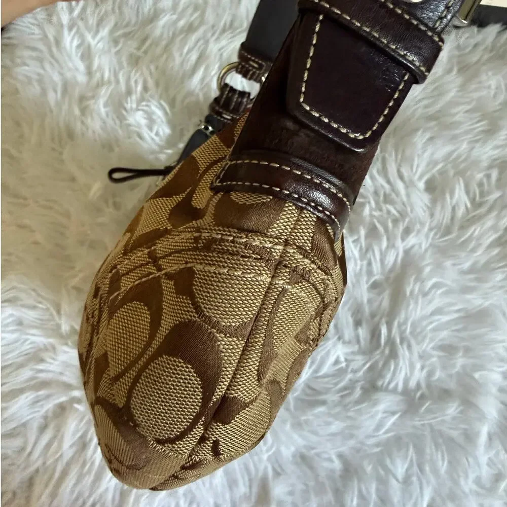 y2k COACH 2006 Brown Signature Hobo Shoulder Bag